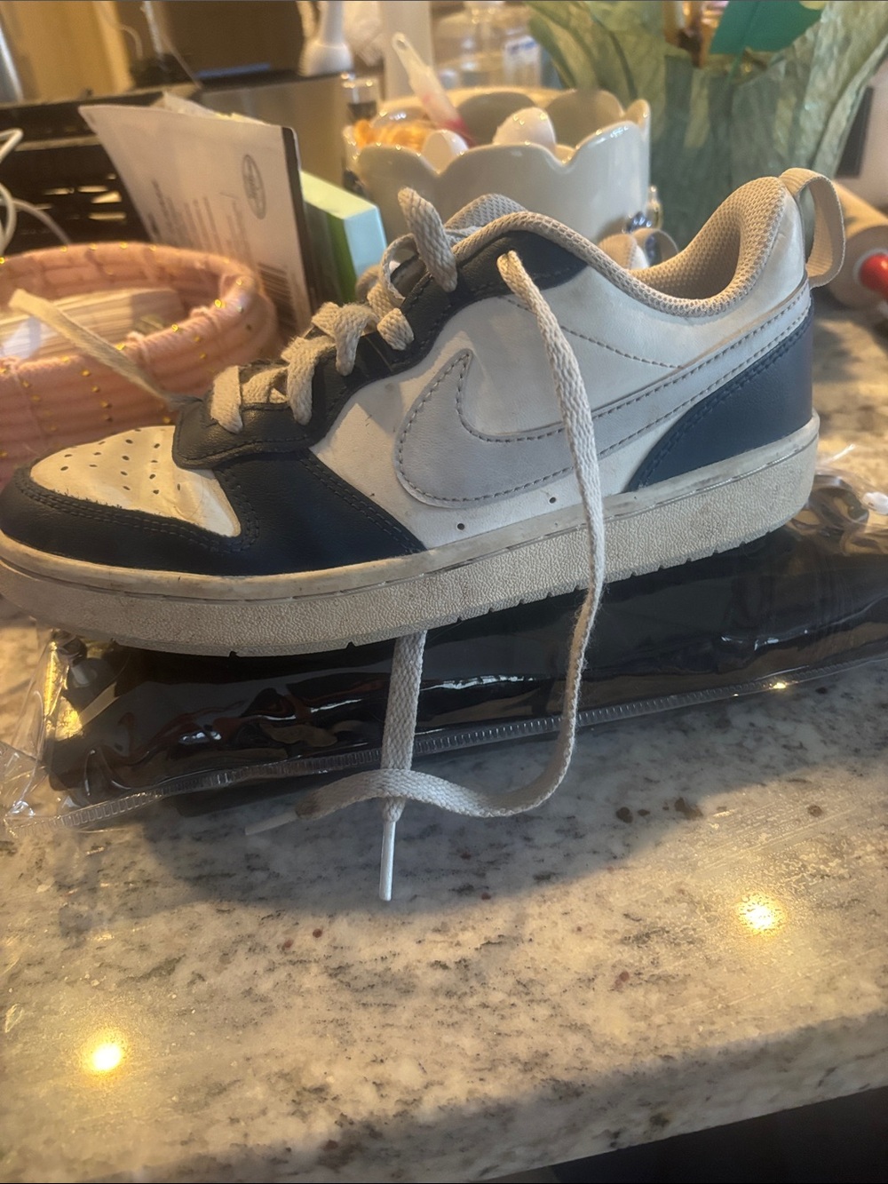 Nike Kids Low-Top Sneakers in White and Navy